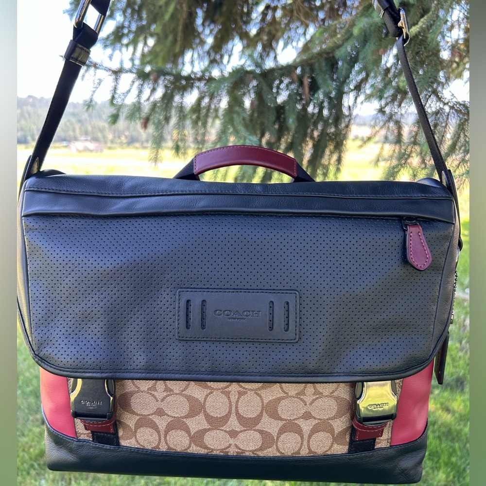 COACH Ranger Messenger Gender Neutral ColorBlock Leather & Signature C Canvas
